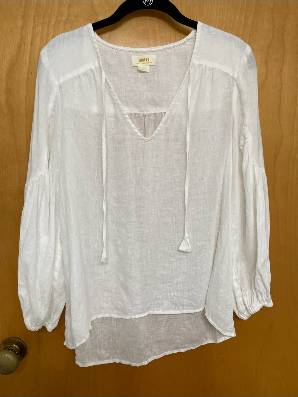 Maeve by Anthro Linen Top White Size XS